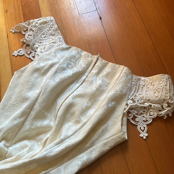 Vintage Lace Neckline Floor Length Gunne Sax Jessica McClintock Dress - Picture 12 of 12